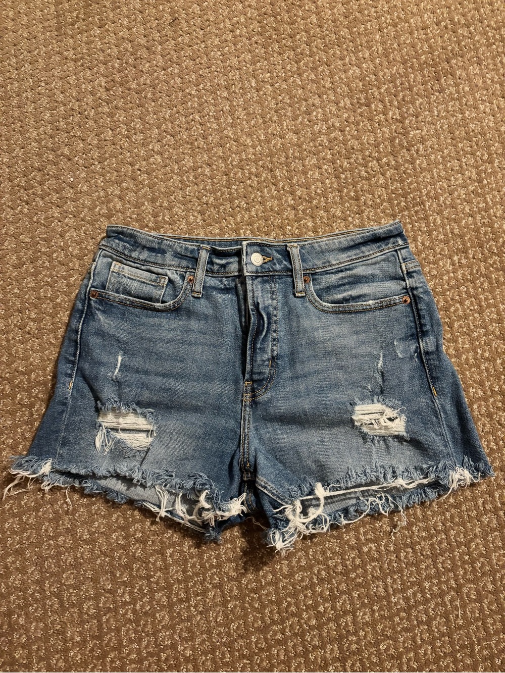 Old Navy OG Straight Denim Shorts Distressed Frayed Hem